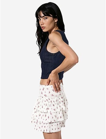 Jupe patineuse courte taille haute à fleurs busem