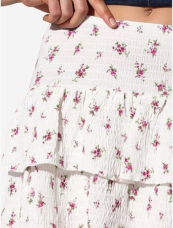 Jupe patineuse courte taille haute à fleurs busem