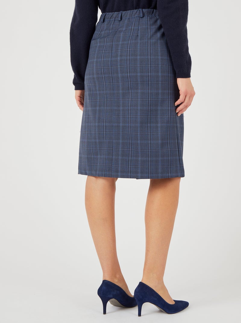 Jupe pli creux mélange laine bi-stretch - Damart Bleu - Kiabi