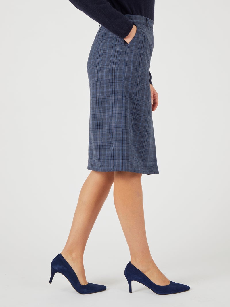 Jupe pli creux mélange laine bi-stretch - Damart Bleu - Kiabi