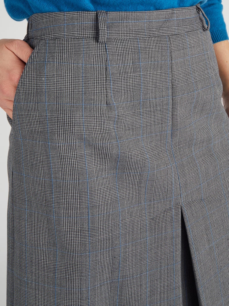 Jupe pli creux mélange laine bi-stretch - Damart Gris - Kiabi