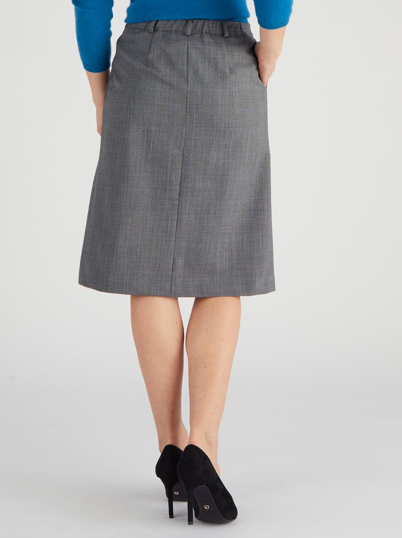 Jupe pli creux mélange laine bi-stretch - Damart Gris - Kiabi