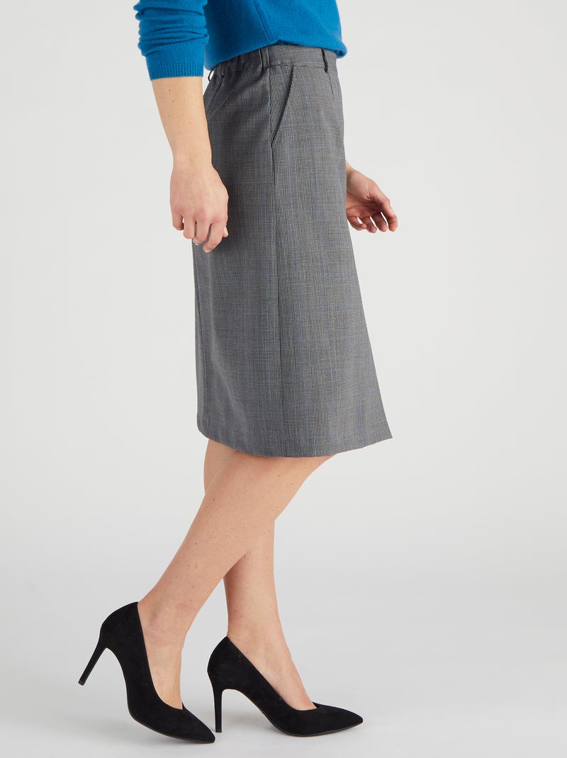 Jupe pli creux mélange laine bi-stretch - Damart Gris - Kiabi