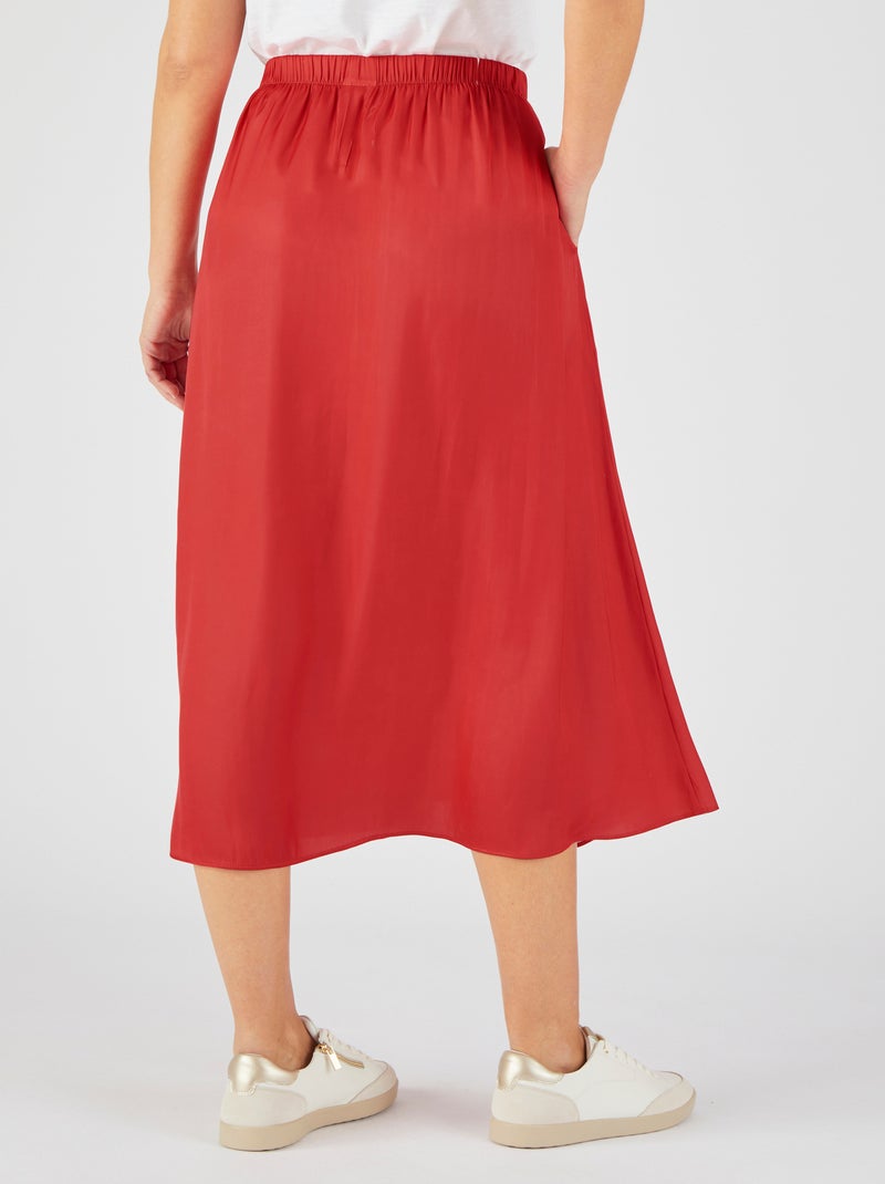 Jupe plissée aspect froissé satinée - Damart Rouge - Kiabi