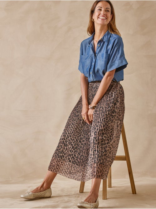 Jupe plissée élastiquée en résille - Kiabi