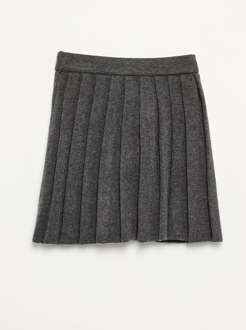 Jupe plissée en maille compacte Gris - Kiabi