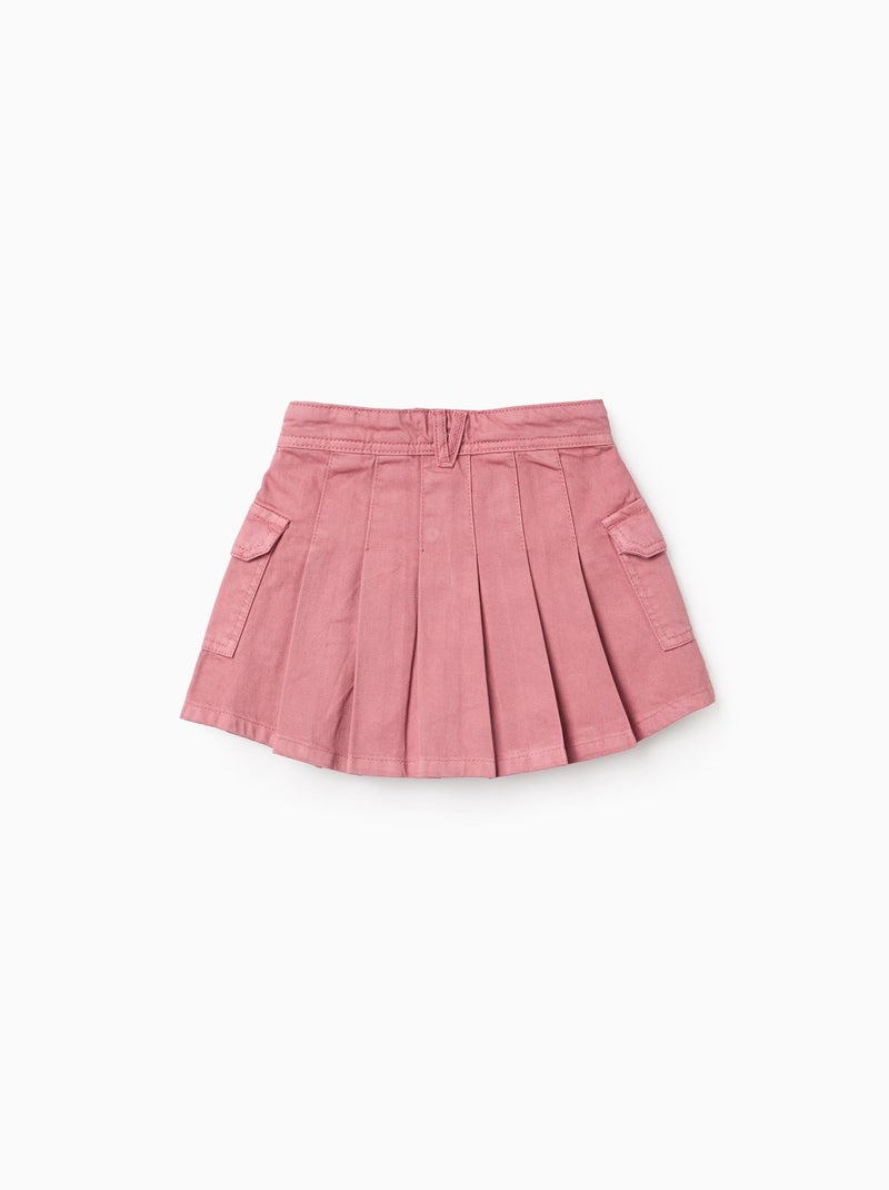 Jupe plissée en sergé avec poches cargo Rose - Kiabi