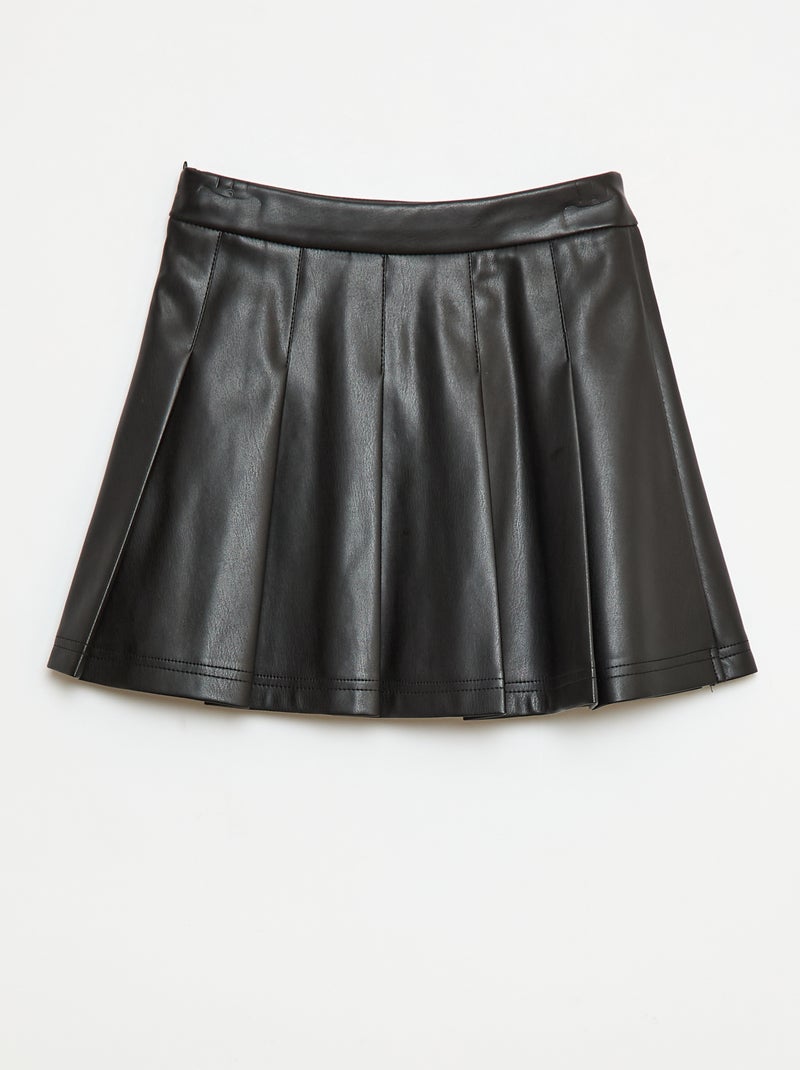 Jupe plissée en simili Noir - Kiabi