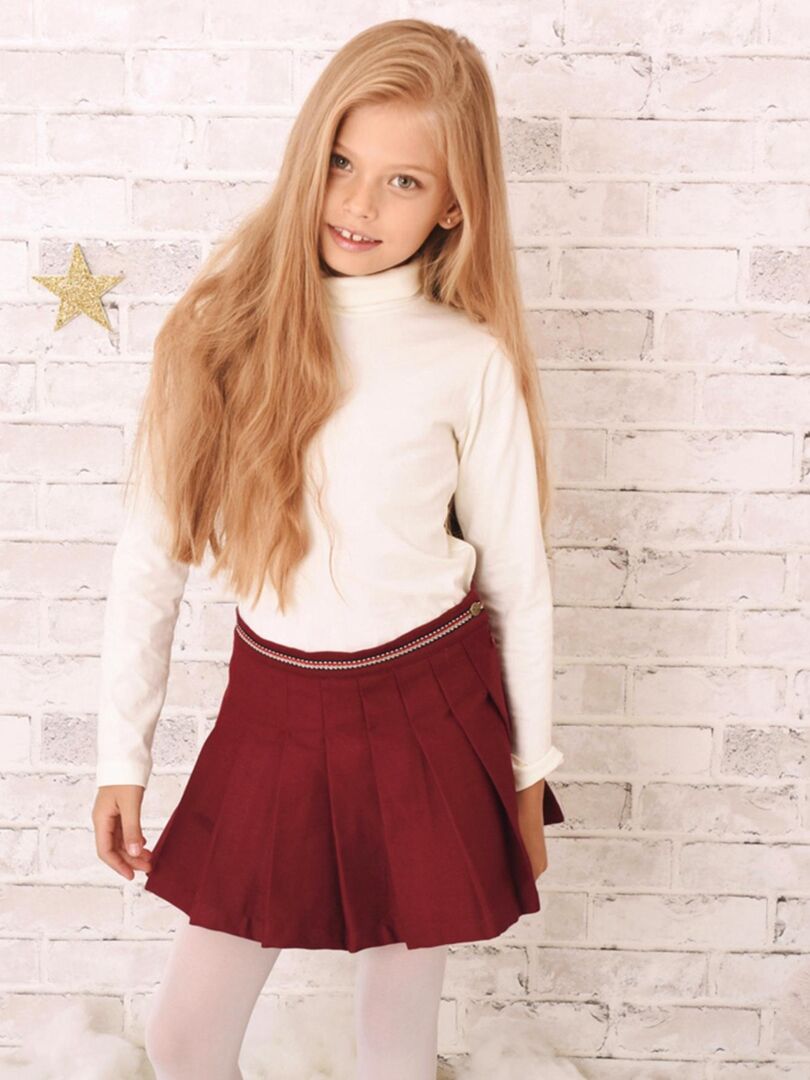 Jupe Plissée Fille  Coton Gabardine Bdx  LONDON - La Faute à Voltaire Bordeaux - Kiabi