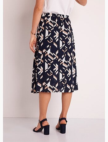 Jupe plissée graphique taille élastiquée