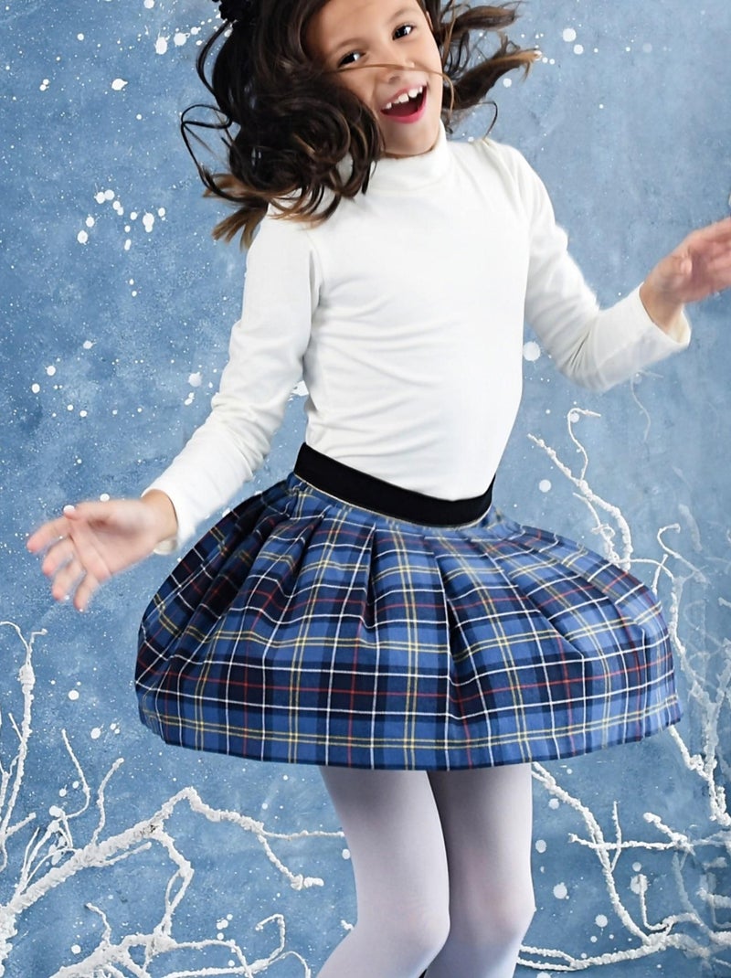Jupe Plissée Hiver   Carreaux Tartan    LONDON - La Faute à Voltaire Bleu Jaune Gris - Kiabi