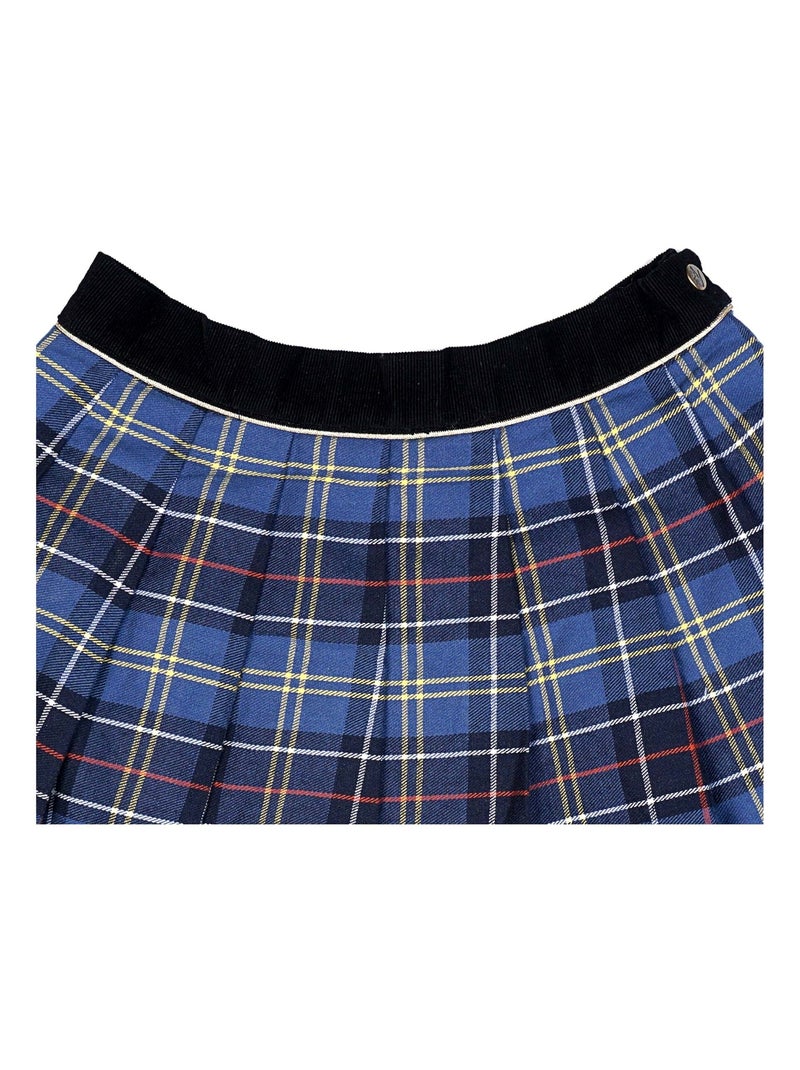 Jupe Plissée Hiver   Carreaux Tartan    LONDON - La Faute à Voltaire Bleu Jaune Gris - Kiabi