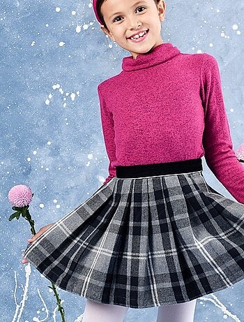Jupe Plissée Hiver Laine Carreaux Tartan LONDON - La Faute à Voltaire