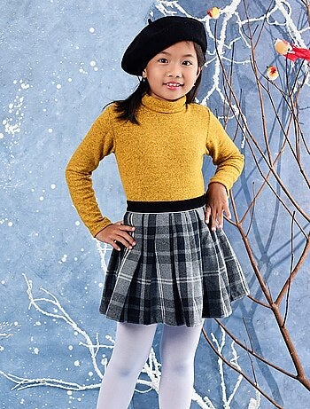 Jupe Plissée Hiver Laine Carreaux Tartan LONDON - La Faute à Voltaire