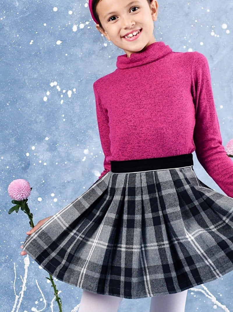 Jupe Plissée Hiver   Laine Carreaux Tartan   LONDON - La Faute à Voltaire Gris - Kiabi