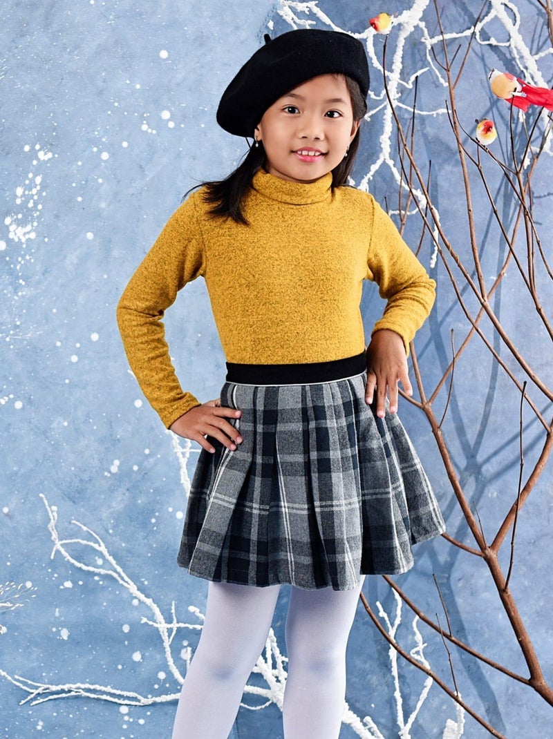 Jupe Plissée Hiver   Laine Carreaux Tartan   LONDON - La Faute à Voltaire Gris - Kiabi
