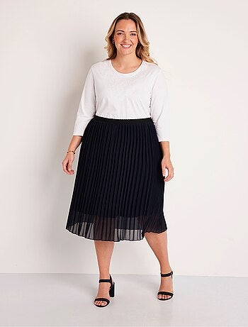 Jupe plissée longue voile uni