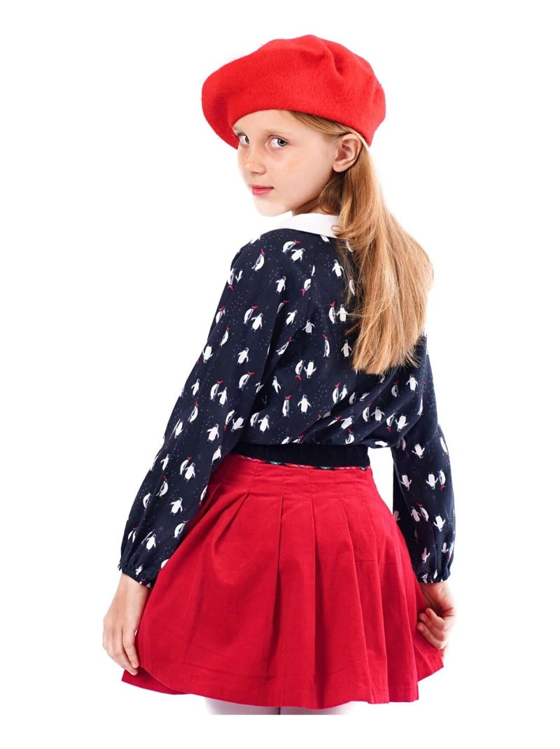 Jupe Plissée Noël Fille  Velours Rouge  LONDON - 'LA FAUTE A VOLTAIRE' Rouge - Kiabi