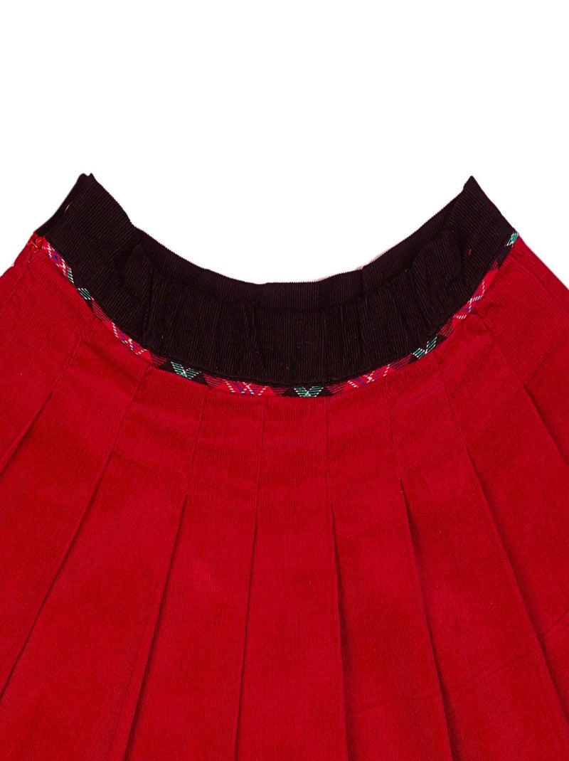 Jupe Plissée Noël Fille  Velours Rouge  LONDON - 'LA FAUTE A VOLTAIRE' Rouge - Kiabi