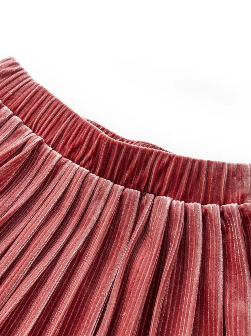 Jupe Plissée Pour Enfant Velours - VidaXL Rose - Kiabi