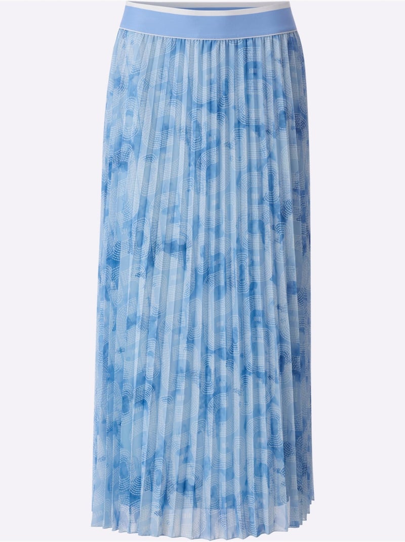 Jupe Plissée Qualité Tissée - Taille Standard - Helline Bleu Ecru - Kiabi