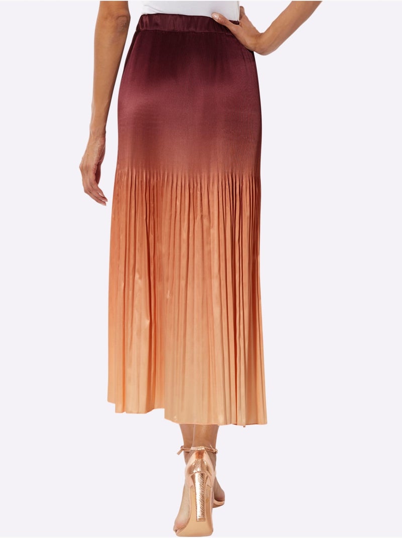 Jupe Plissée Satin Mat élégant - Taille Courte - Helline Bordeaux - Kiabi