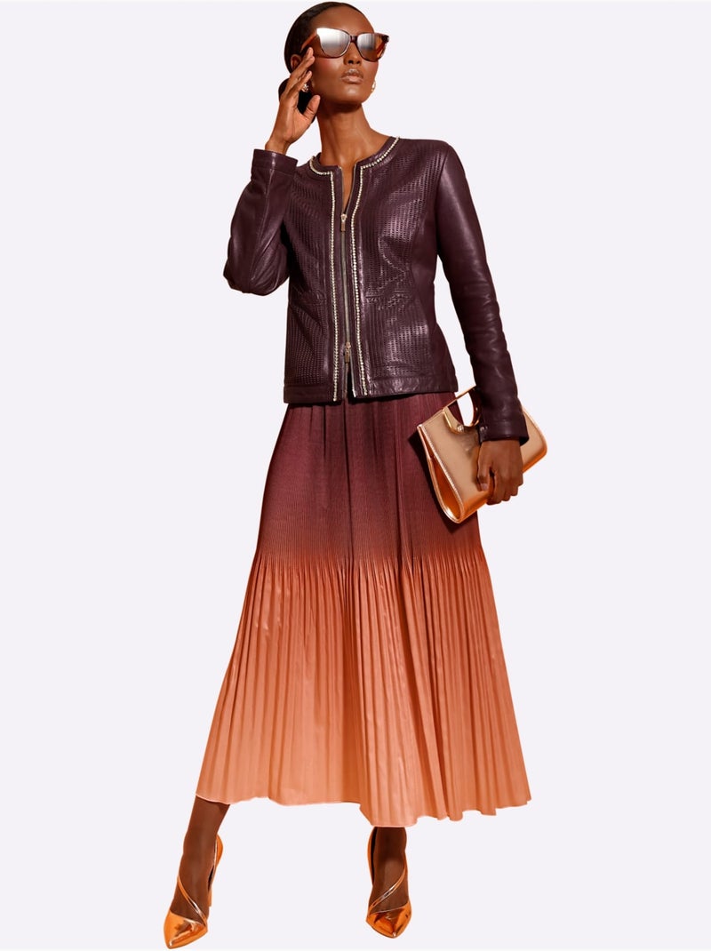 Jupe Plissée Satin Mat élégant - Taille Courte - Helline Bordeaux - Kiabi