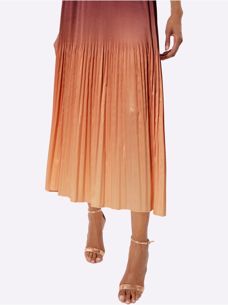 Jupe Plissée Satin Mat élégant - Taille Standard - Helline Bordeaux - Kiabi
