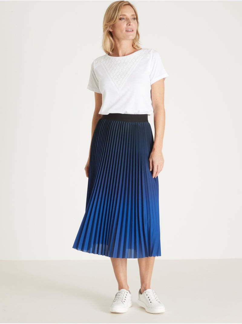 Jupe plissée tie and dye - DAXON Bleu - Kiabi