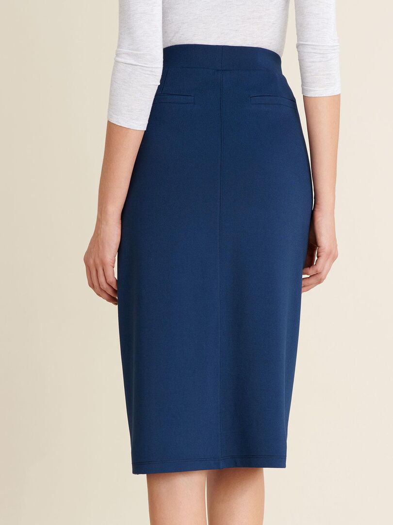 Jupe Midi Damart Taille 14, Bleu Coton, Ligne A, Fermeture Bouton – Bon état