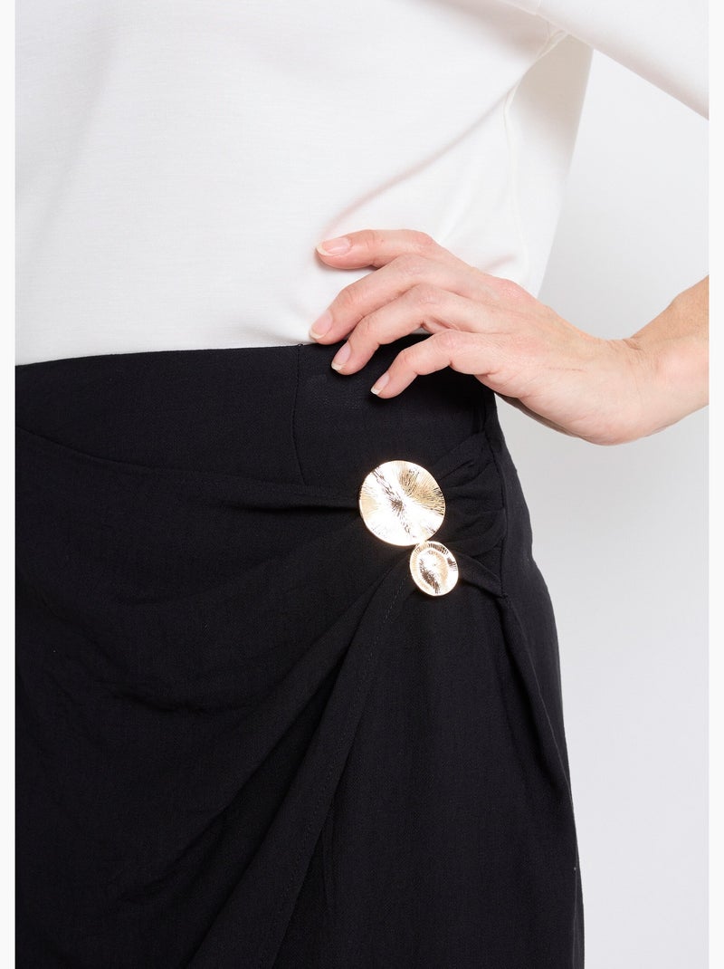 Jupe portefeuille détail métal bijou - AFIBEL Noir - Kiabi