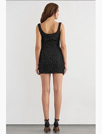 Jupe portefeuille tricotée à sequins avec ourlet sans couture et ceinture hiccup