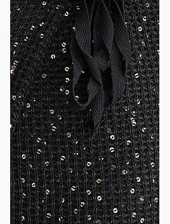 Jupe portefeuille tricotée à sequins avec ourlet sans couture et ceinture hiccup