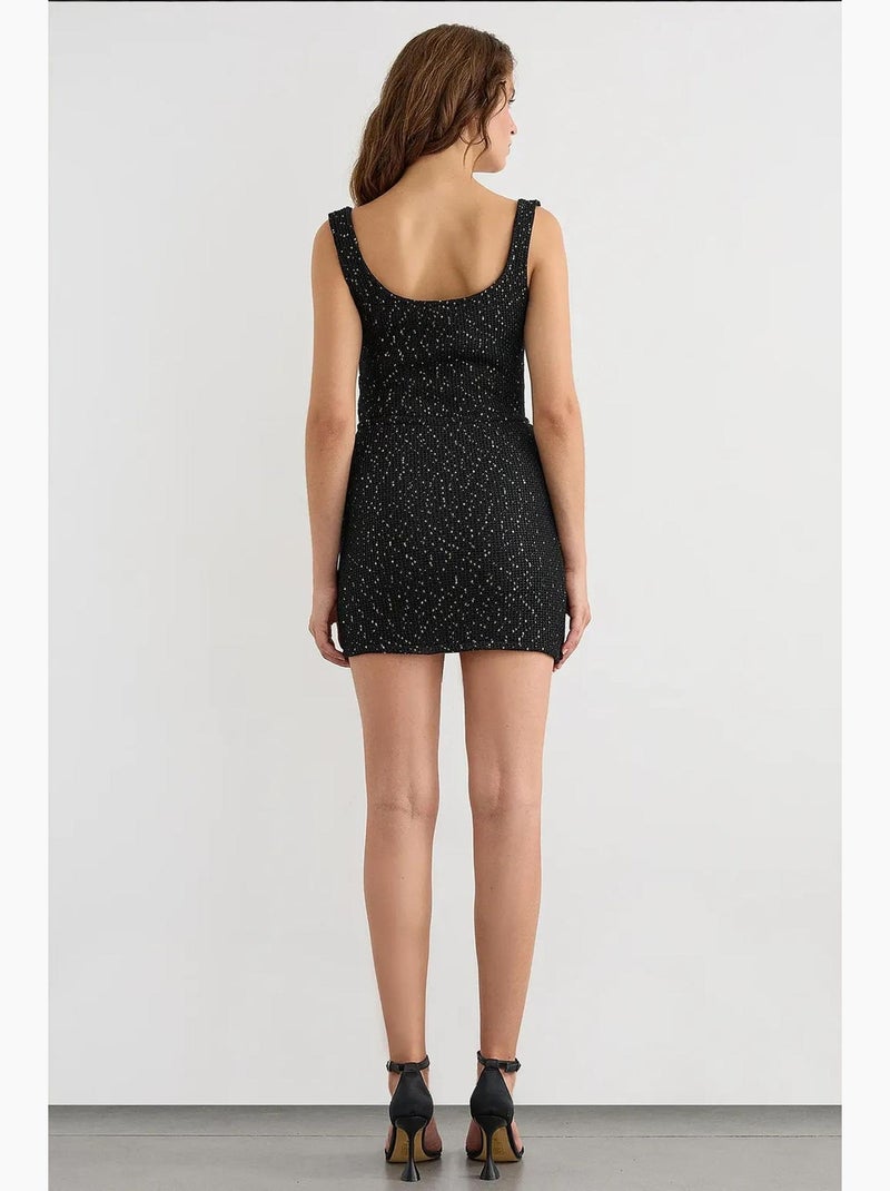 Jupe portefeuille tricotée à sequins avec ourlet sans couture et ceinture hiccup Noir - Kiabi