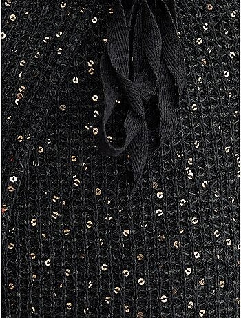 Jupe portefeuille tricotée à sequins avec ourlet sans couture et ceinture