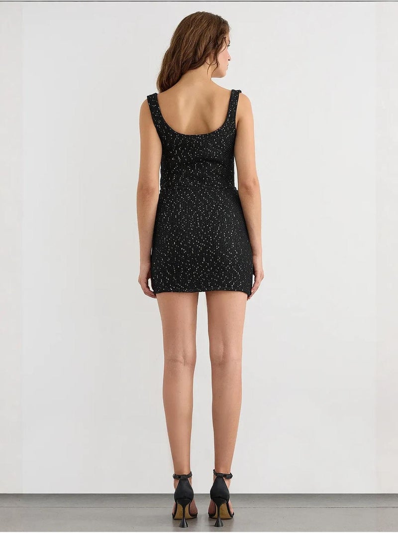 Jupe portefeuille tricotée à sequins avec ourlet sans couture et ceinture Noir - Kiabi