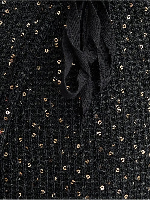 Jupe portefeuille tricotée à sequins avec ourlet sans couture et ceinture - Kiabi Jupe portefeuille tricotée à sequins avec ourlet sans couture et ceinture - Kiabi