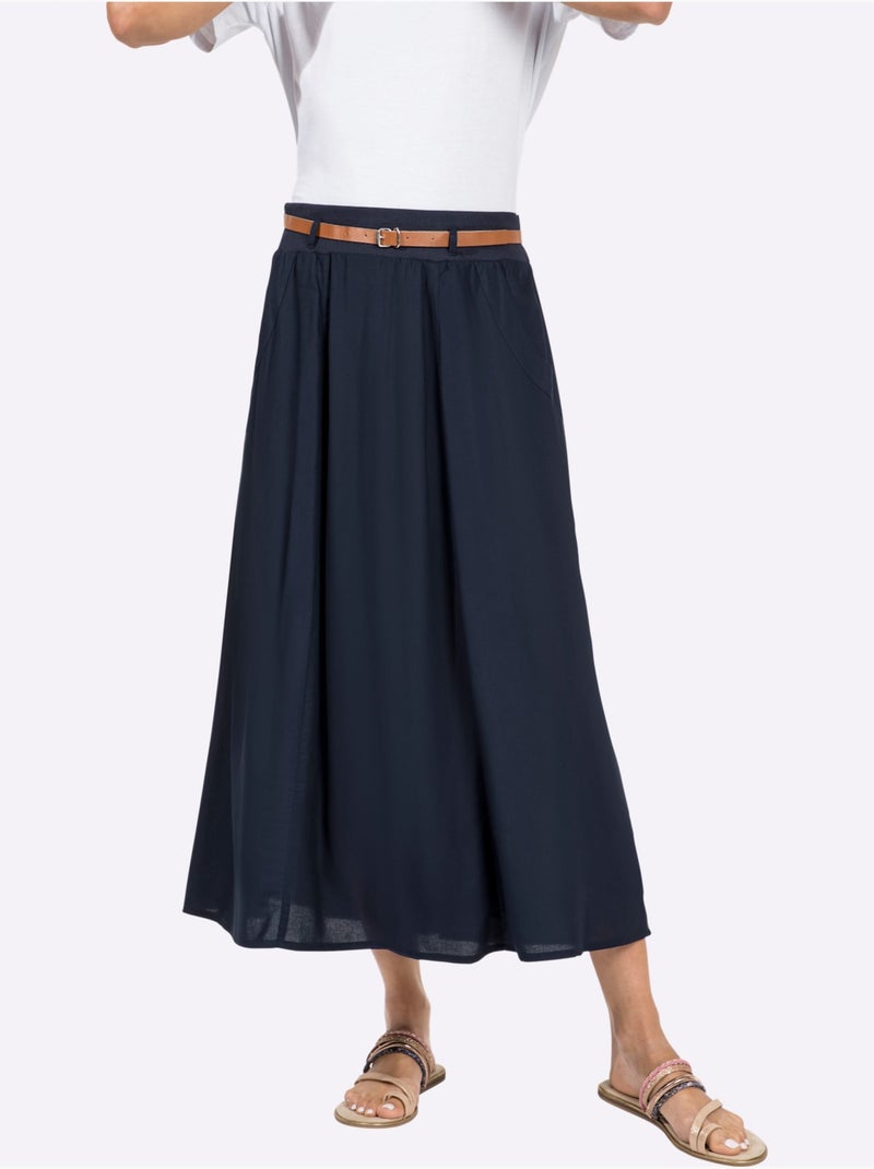 Jupe Pure Viscose - Taille Courte - Witt Bleu nuit - Kiabi