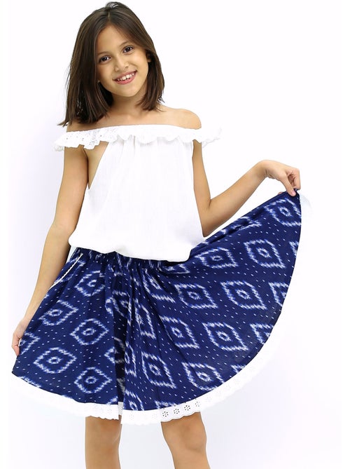 Jupe Qui Tourne Été Fille  Tie-and-Dye  Marine  CANCAN - La Faute à Voltaire - Kiabi