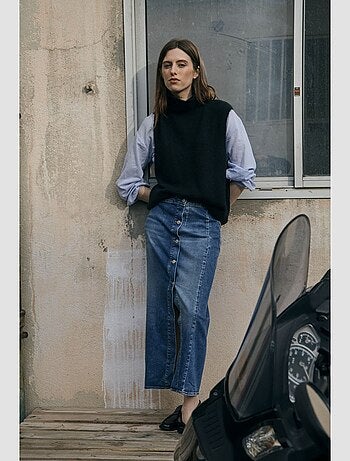 Jupe RAPHI droite en jeans 'Le Temps Des Cerises'