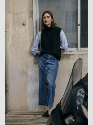 Jupe RAPHI droite en jeans 'Le Temps Des Cerises'