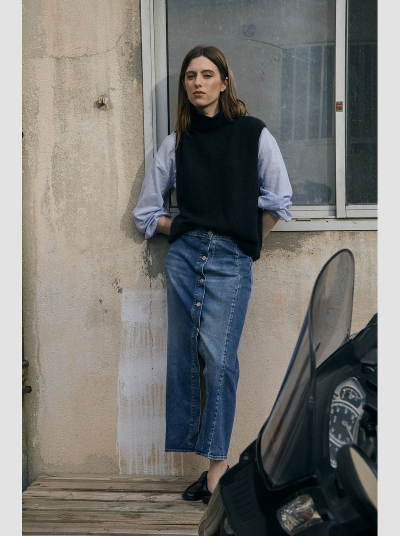 Jupe RAPHI droite en jeans 'Le Temps Des Cerises' Bleu - Kiabi