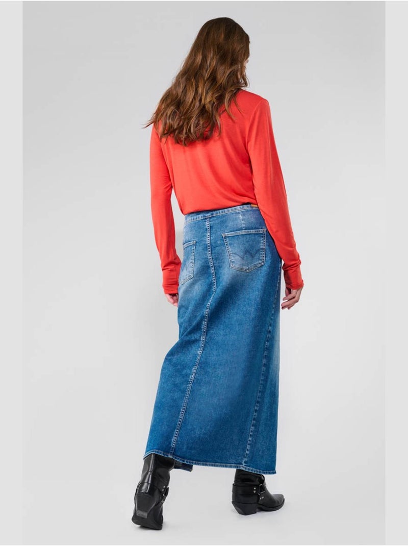 Jupe RAPHI droite en jeans 'Le Temps Des Cerises' Bleu - Kiabi