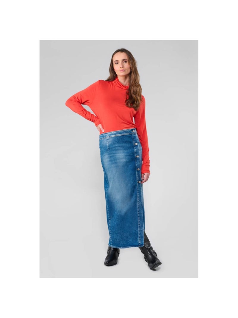 Jupe RAPHI droite en jeans 'Le Temps Des Cerises' Bleu - Kiabi