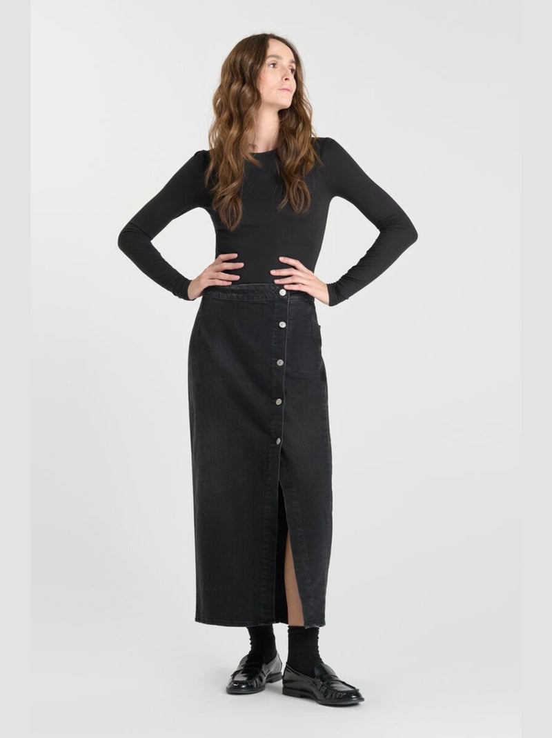 Jupe RAPHI droite en jeans 'Le Temps Des Cerises' Noir - Kiabi