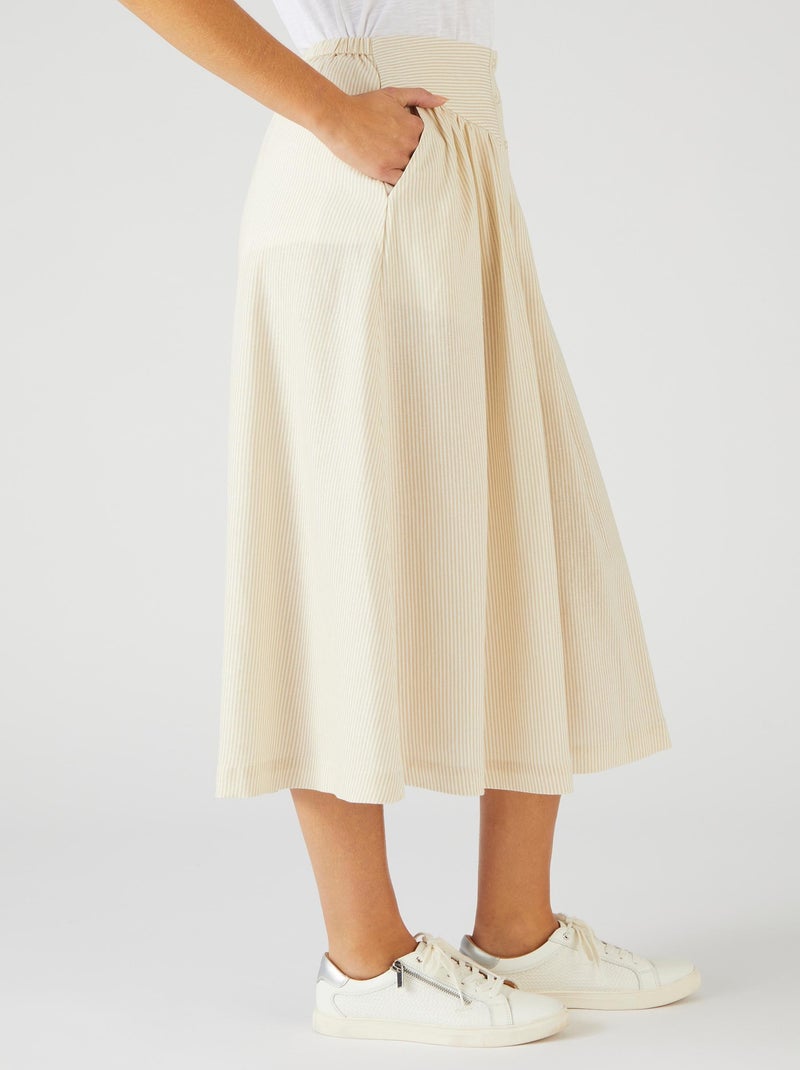 Jupe rayée mélange lin - Damart Beige - Kiabi