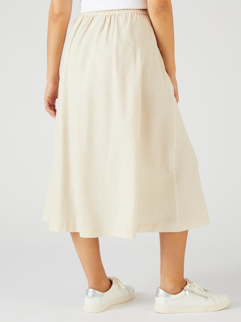 Jupe rayée mélange lin - Damart Beige - Kiabi