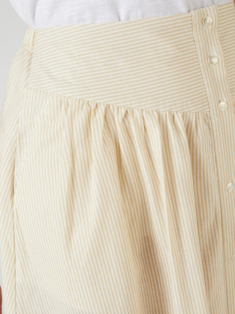 Jupe rayée mélange lin - Damart Beige - Kiabi