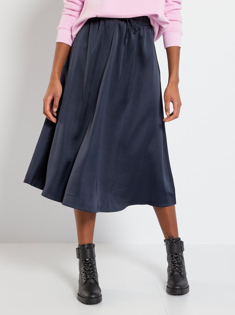 Jupe satinée 'Jacqueline de Yong' bleu marine - Kiabi