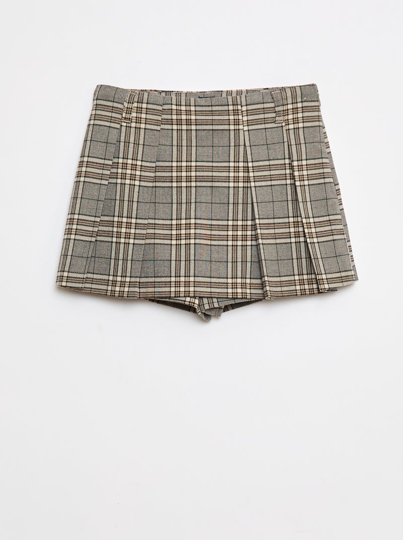 Jupe-short à carreaux Gris - Kiabi